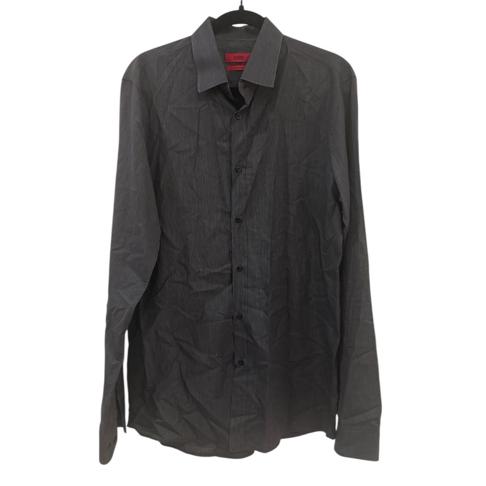 Hugo Boss Gray 100% Cotton Long Sleeve Button Down Shirt